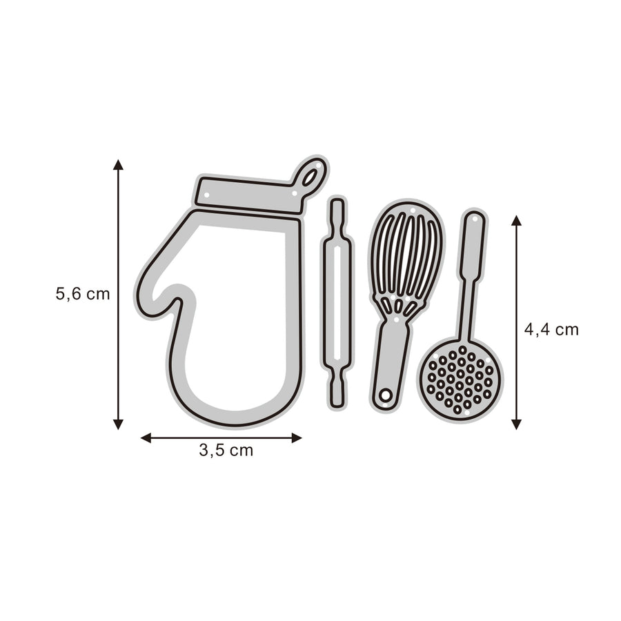 Größenangabe für Stanzschablone Backzubehör Set 4-teilig