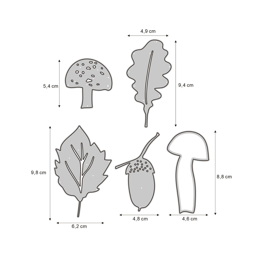 Größenangabe für Stanzschablone Herbstwald Motive Set 5-teilig