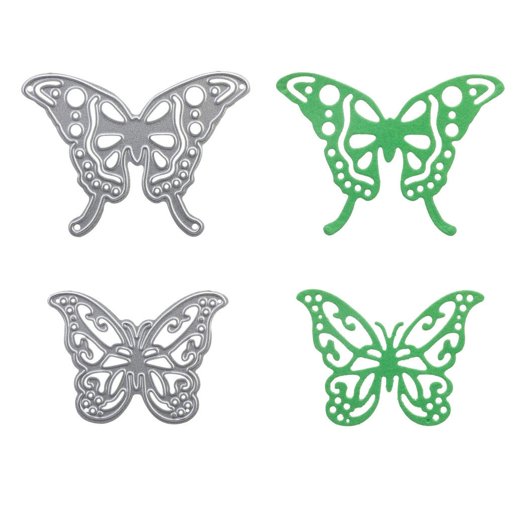 Ein Paar grüne Schmetterlings-Stanzschablonen von Stanzenshop.de.