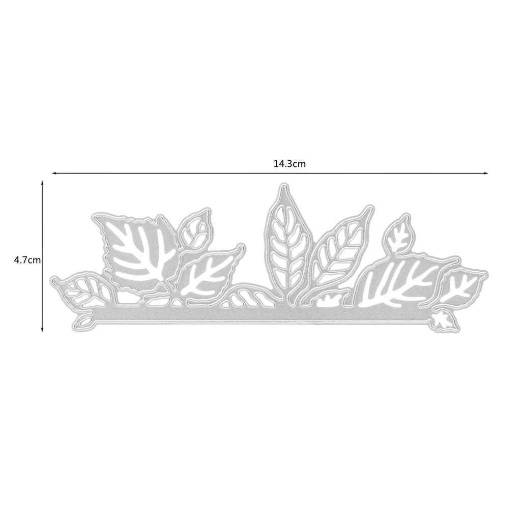 Ein Diagramm, das die Maße des Stanzschablonen-Designs „Reihe aus Blättern“ von Stanzenshop.de zeigt.