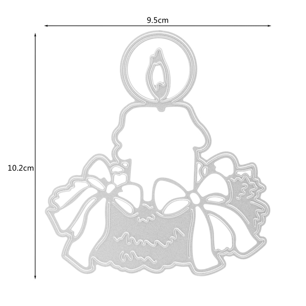 Ein Bild einer Stanzschablone: Adventskranz mit Kerze von Stanzenshop.de mit Schleifen und Bändern.