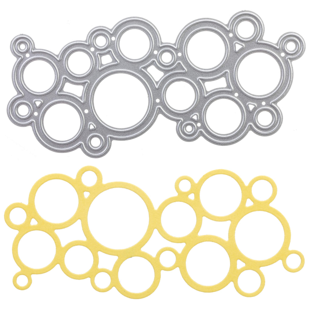 Ein Paar Stanzschablonen mit mehreren Kreisen aneinander in Gelb und Gelb. (Marke: Stanzenshop.de)