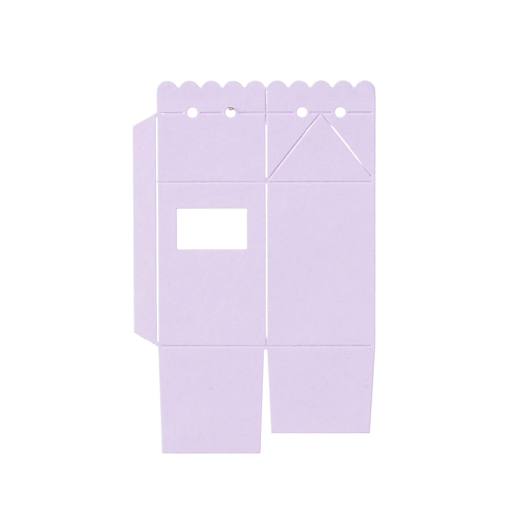 Eine lila Stanzschablone Schachtel mit Öffnung, Geschenkbox, Stanze Box, Stanzschablone Schachtel mit Deckel von Stanzenshop.de.