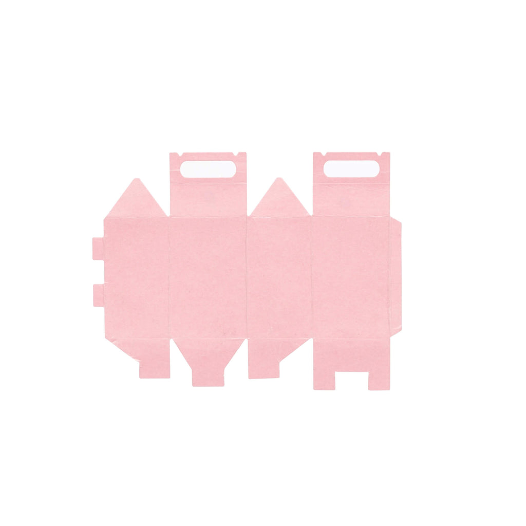 Zwei rosa Stanzschablone Mini-Milchkarton-Boxen auf weißem Hintergrund.