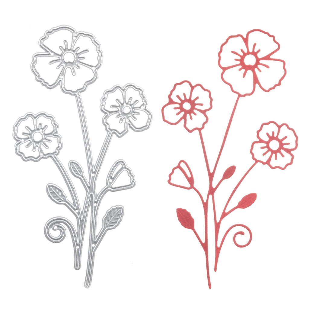 Ein Satz Stanzschablonen Blume mit drei Blüten, Stanzschablone Blume, Pflanzen in verschiedenen Farben von Stanzenshop.de.