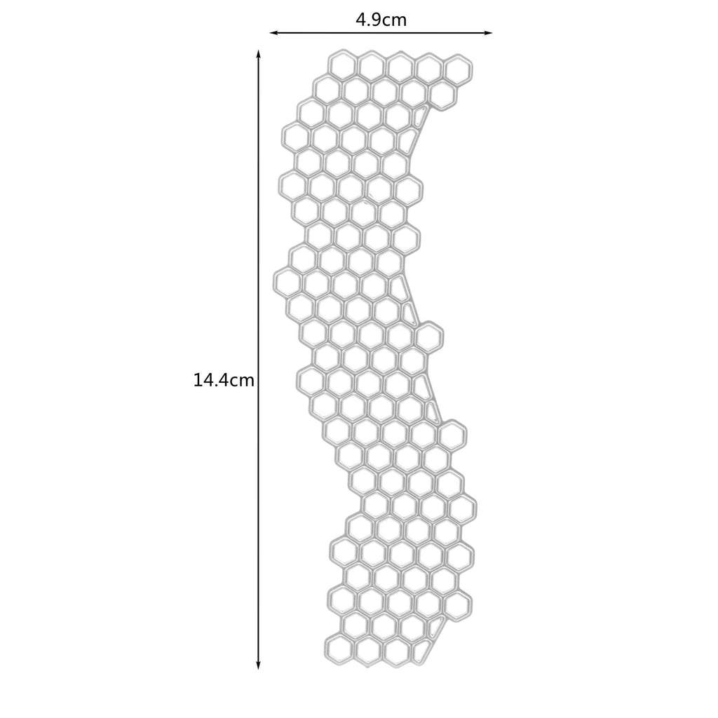 Ein Diagramm, das die Abmessungen einer Stanzschablone zeigt: Muster in Wabenform von Stanzenshop.de.