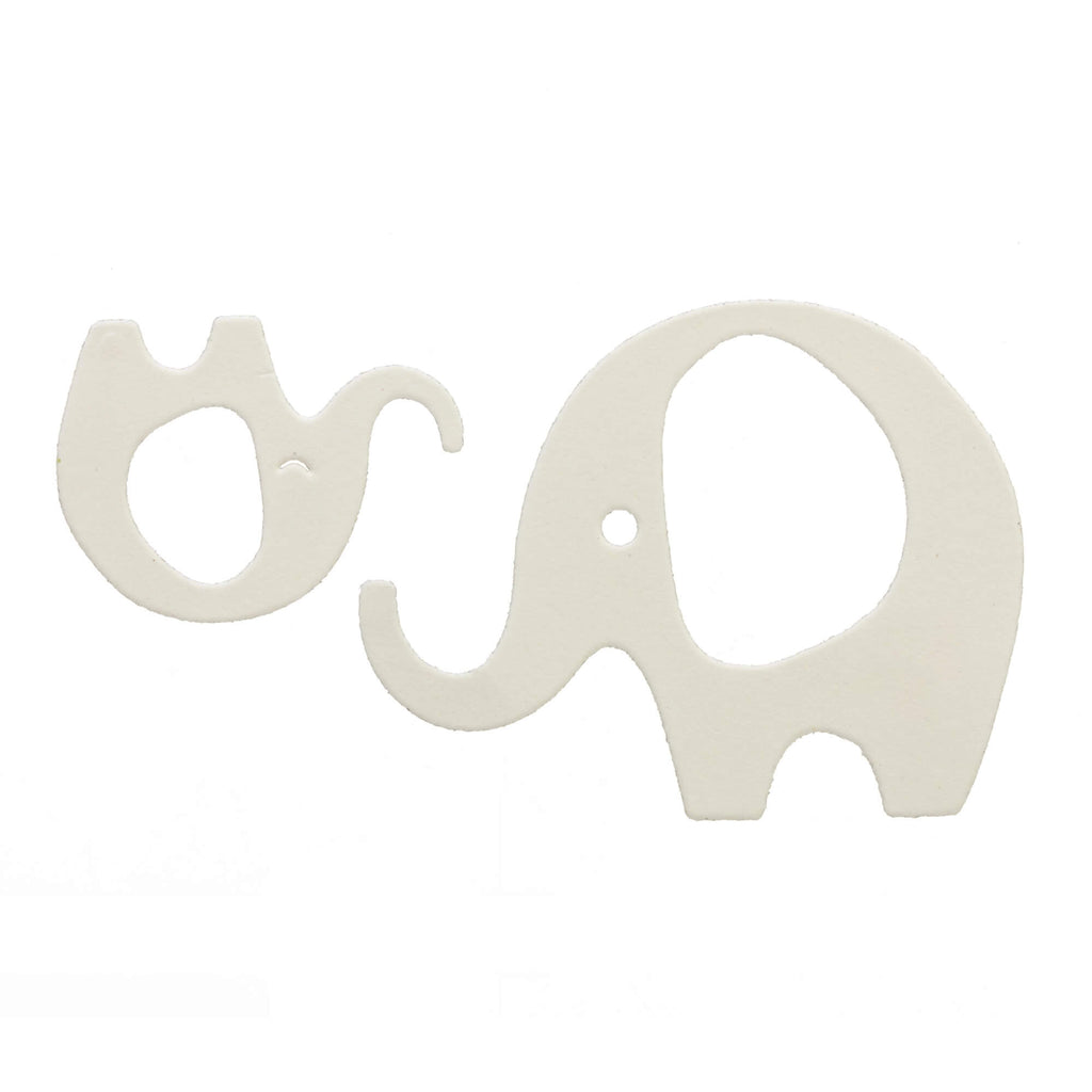 Ein Paar Stanzenschop.de Zwei Elefanten, Tiere Beißringe auf einer weißen Oberfläche.