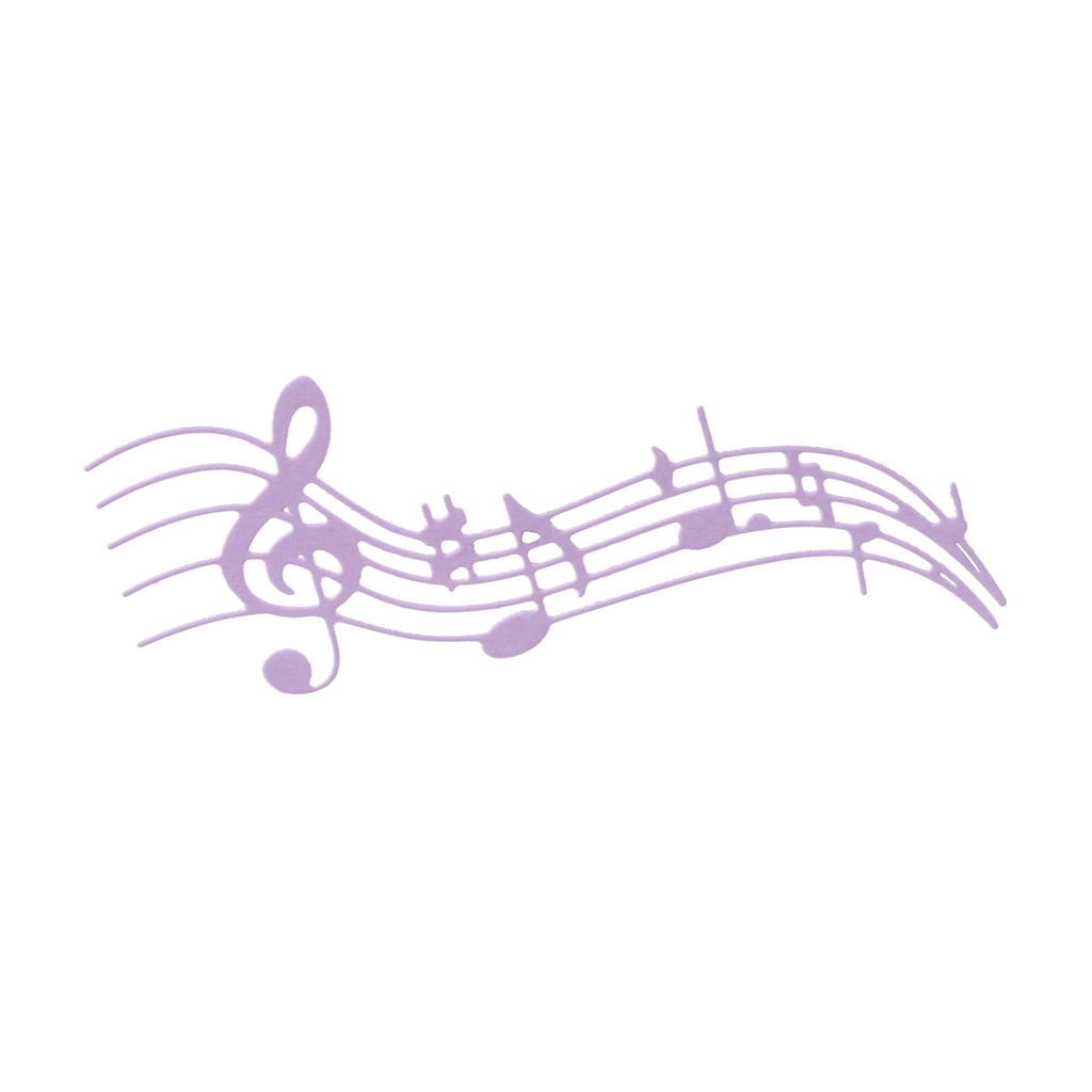 Eine violette Musiknote von Stanzenshop.de auf weißem Hintergrund.