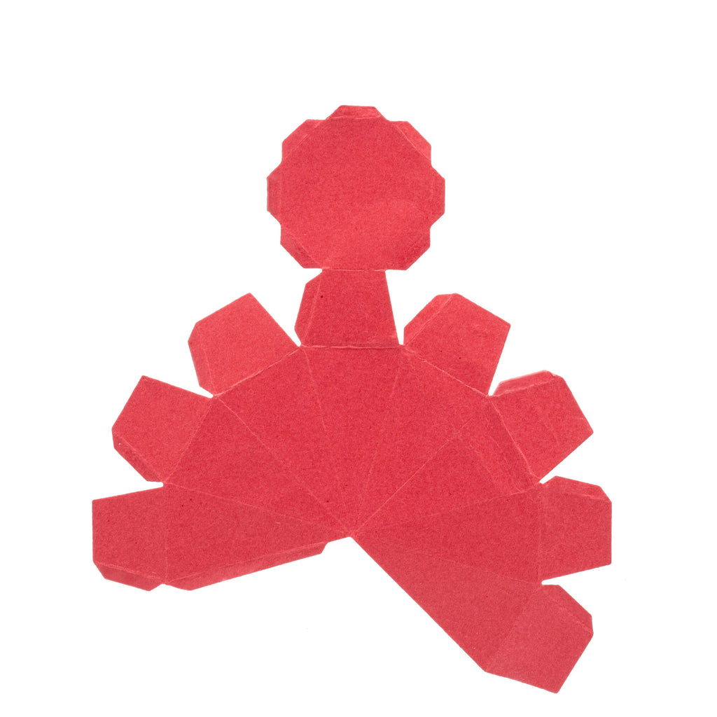 Ein roter Papierschnitt aus einer Blume in Form einer Stanzschablone Kleine Diamantschachtel von Stanzenshop.de.