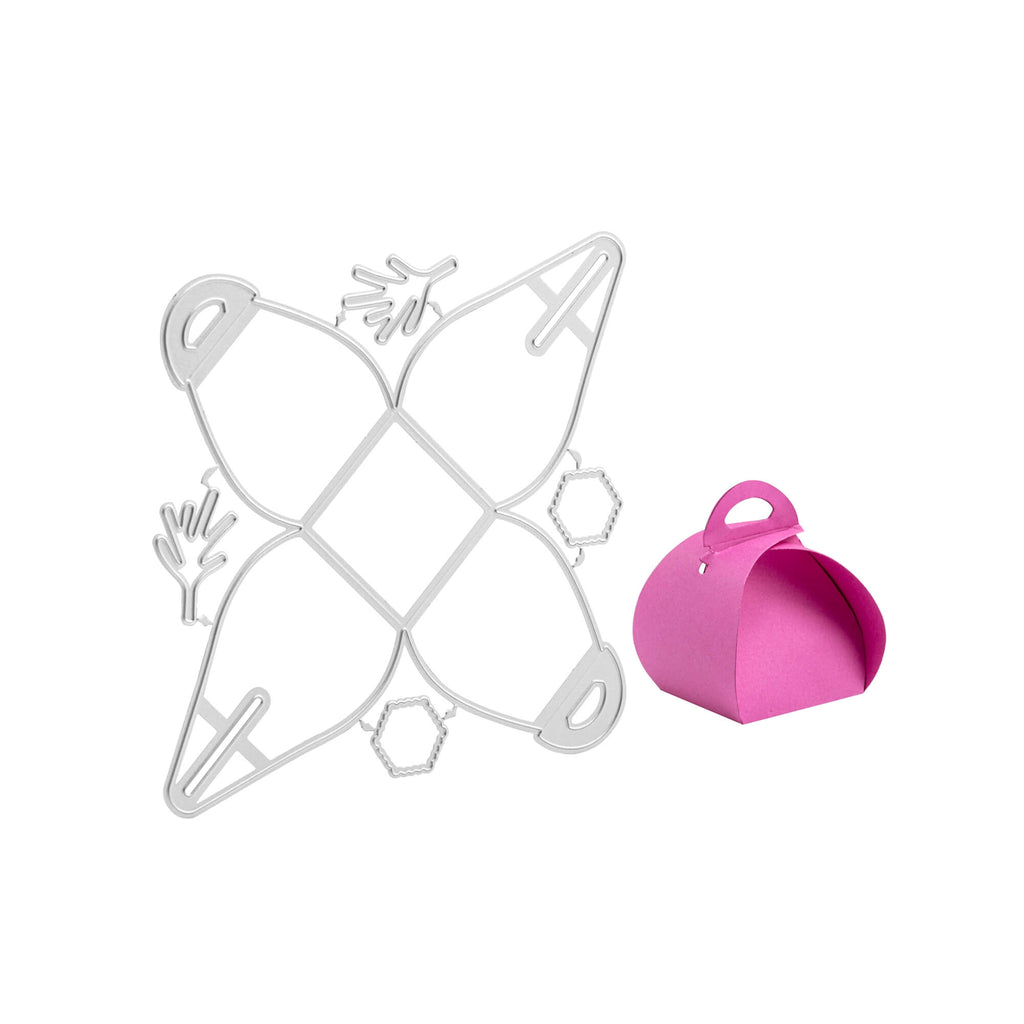 Eine Stanzschablone Schmuckkästchen, Ringe, Ohrringe, Goldbox mit einer rosa Blume darauf von Stanzenshop.de.