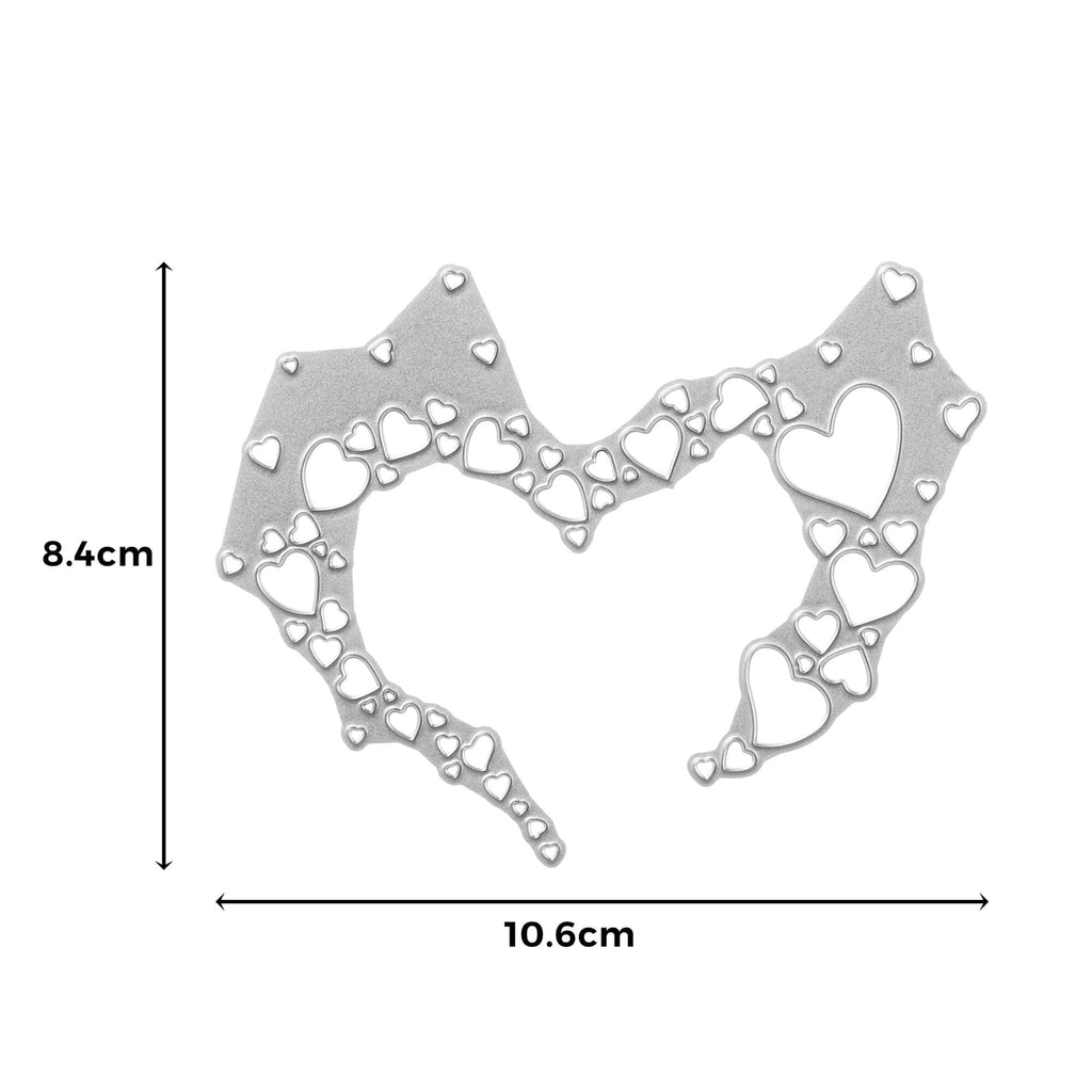 Ein Bild einer Stanzschablone Herz aus kleinen Herzen aus Metall in Herzform von Stanzenshop.de.