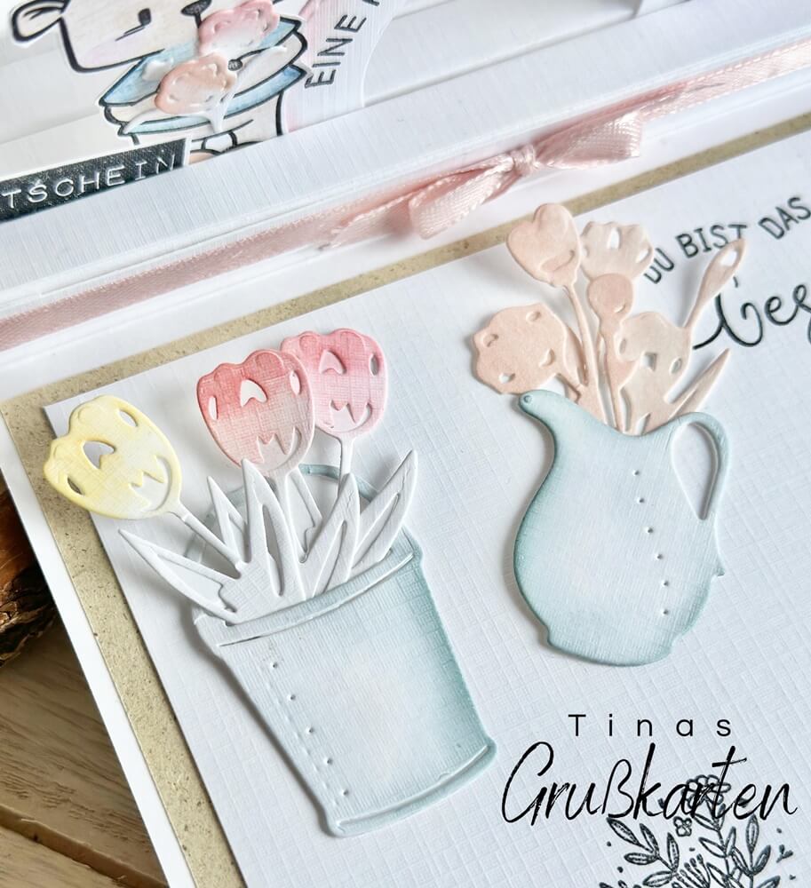 Inspiration Stanzschablone Gießkanne & Frühlingsblumen