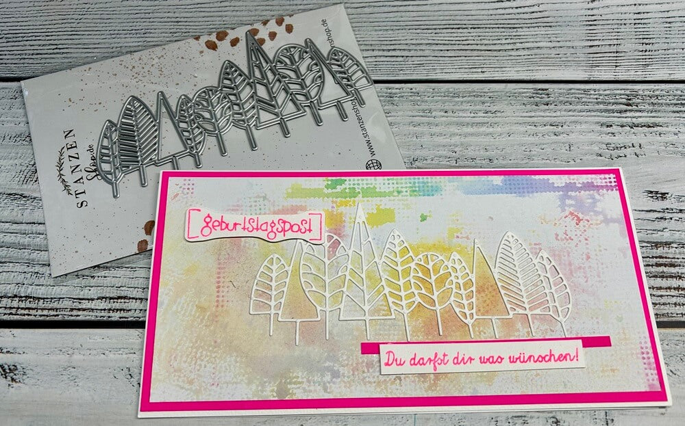 Inspiration Stanzschablone Baumreihe mit Muster