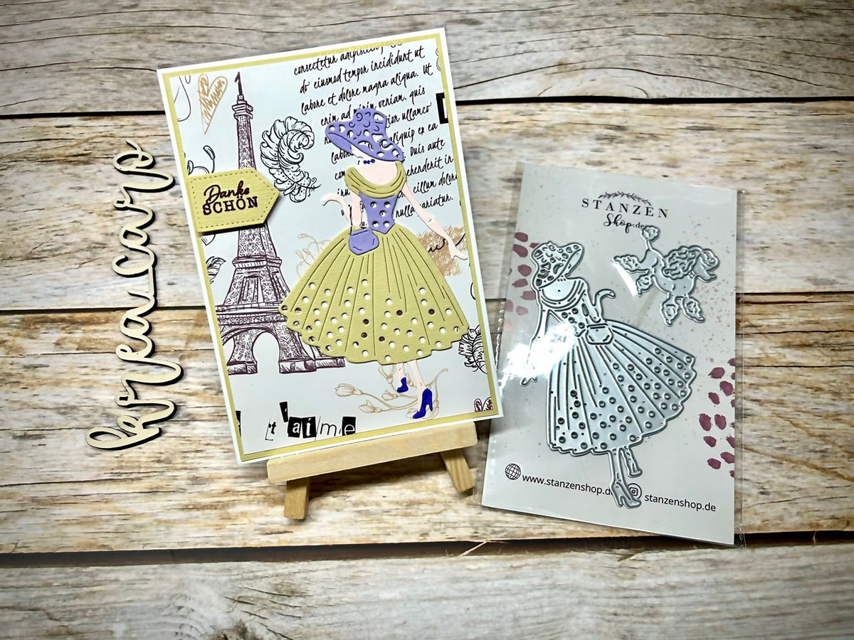 Inspiration Stanzschablone Lady mit Pudel