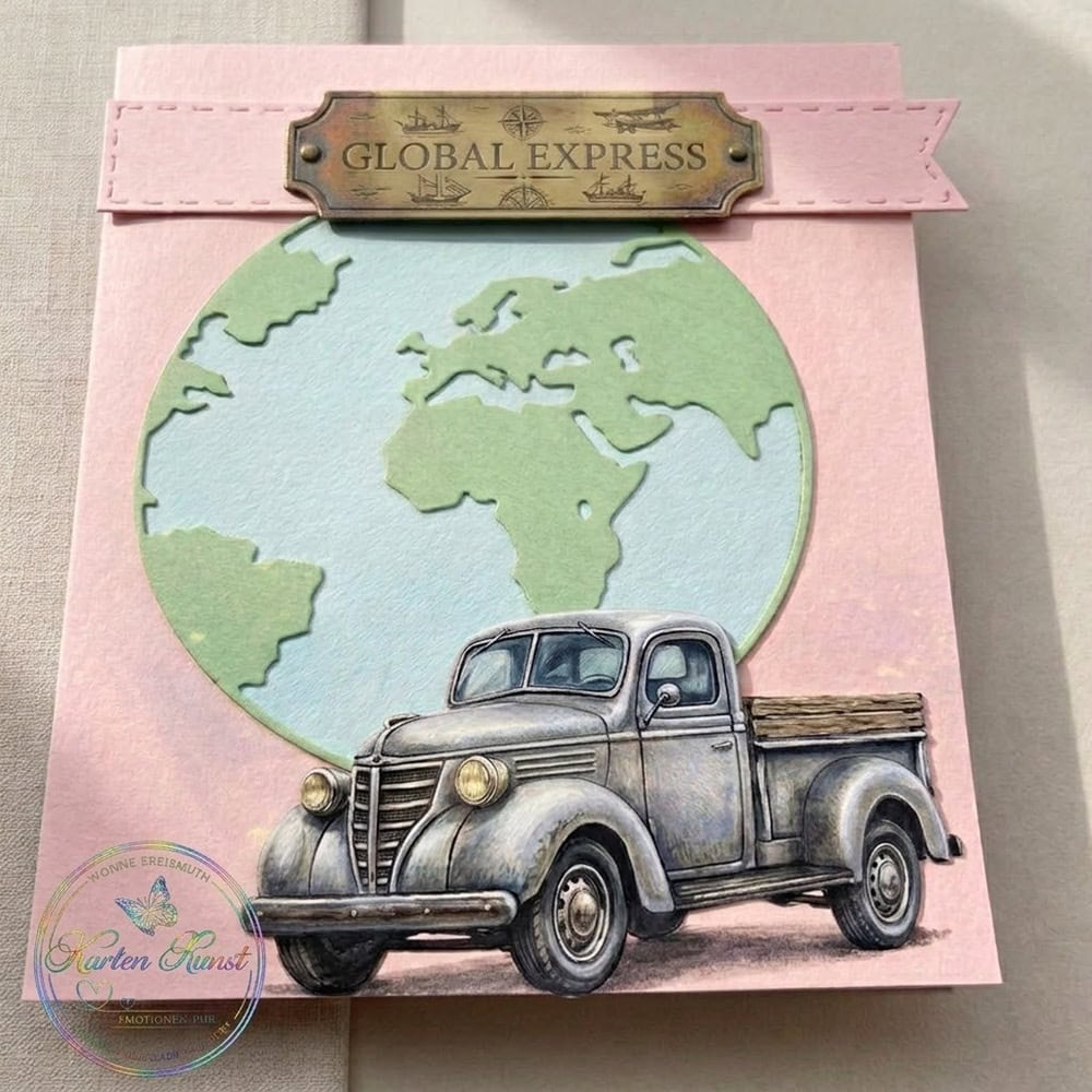 Inspiration Stanzschablone Weltkarte im Kreis