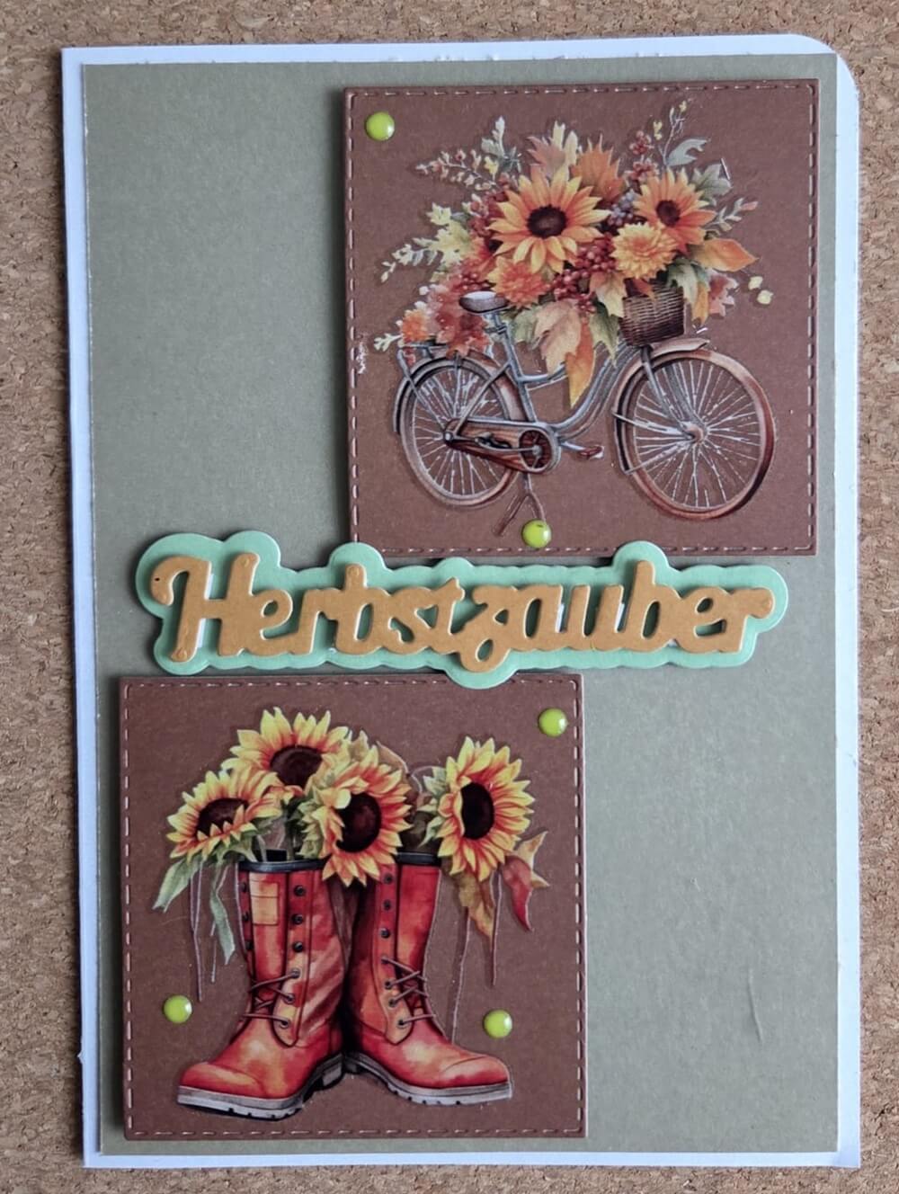 Inspiration Stanzschablone Schriftzüge Herbstzauber, Erntedank, Bunte Blätter jeweils mit passendem Rahmen