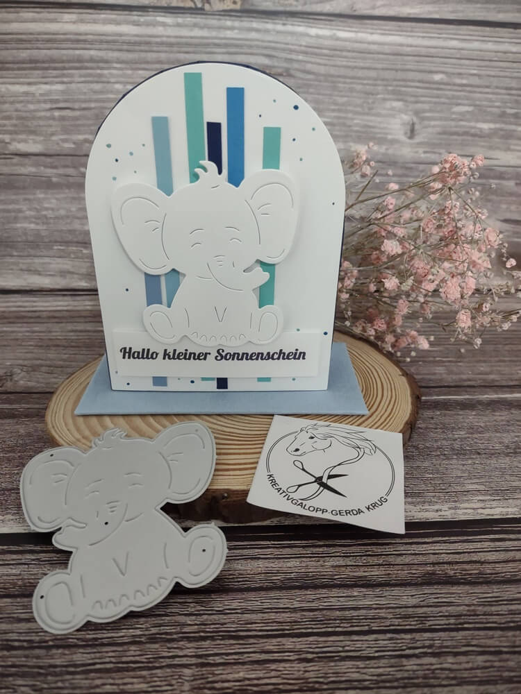 Inspiration Stanzschablone Geburtstags-Elefant mit Partyhut