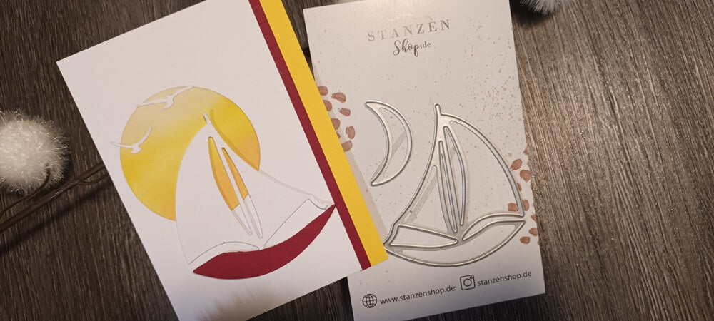 Inspiration Stanzschablone Segelboot mit Mond