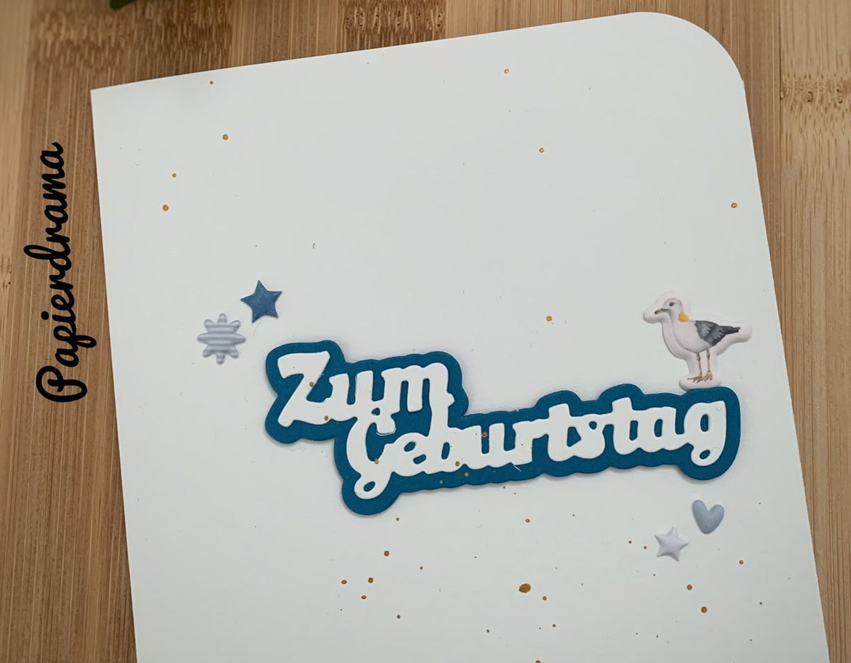 Inspiration Stanzschablone Schriftzüge Alles Gute, Happy Birthday, Zum Geburtstag jeweils mit passendem Rahmen