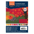 Florence - Cardstock smooth A4 12x5 Autumn von Florence: 60 Blatt A4-Karton (216 g), 12 Herbstfarben, mit einem herbstlichen Umschlag und Produktdetails am unteren Rand.