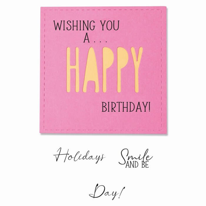 Ich wünsche Ihnen eine Framelits Stanzschablonen-Set mit 5 Stück Stempeln Geburtstagsfenster von Olivia Rose Geburtstagskarte von Sizzix.