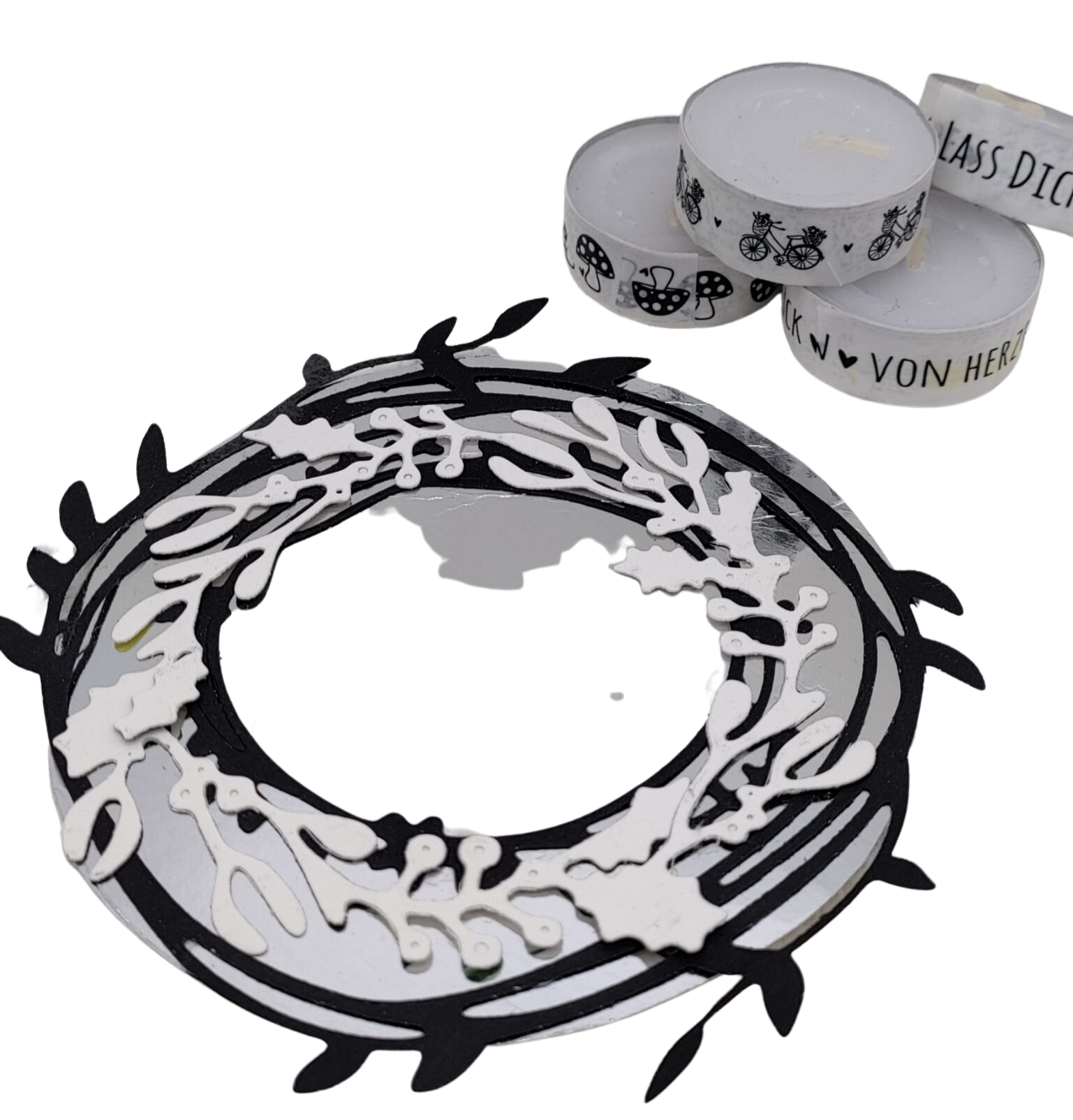 Stanzschablonen Silberkranz & Blätter - Metall Prägeschablonen Für Basteln