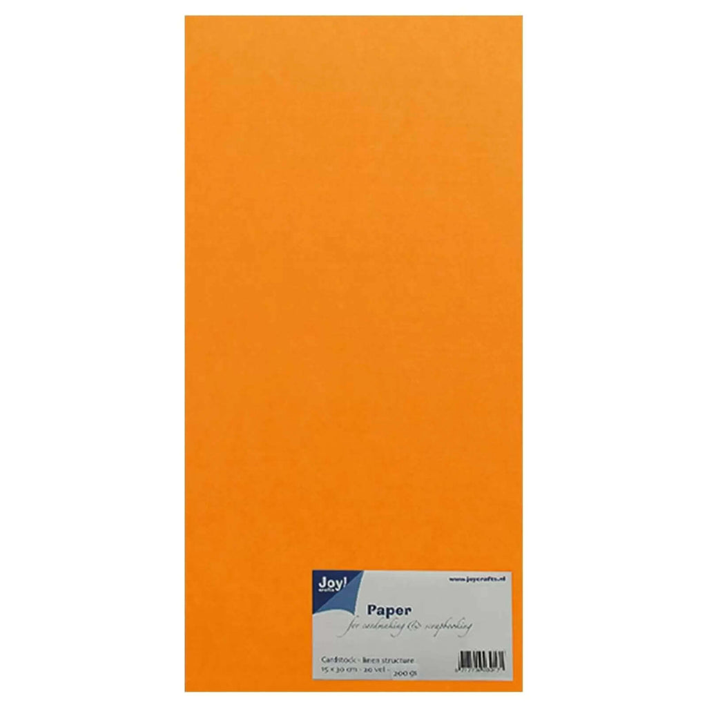 Ein Stück Freude!Crafts Papierset 15x30cm 20 Seiten Orange - 200 g/m² Papier auf weißem Hintergrund.