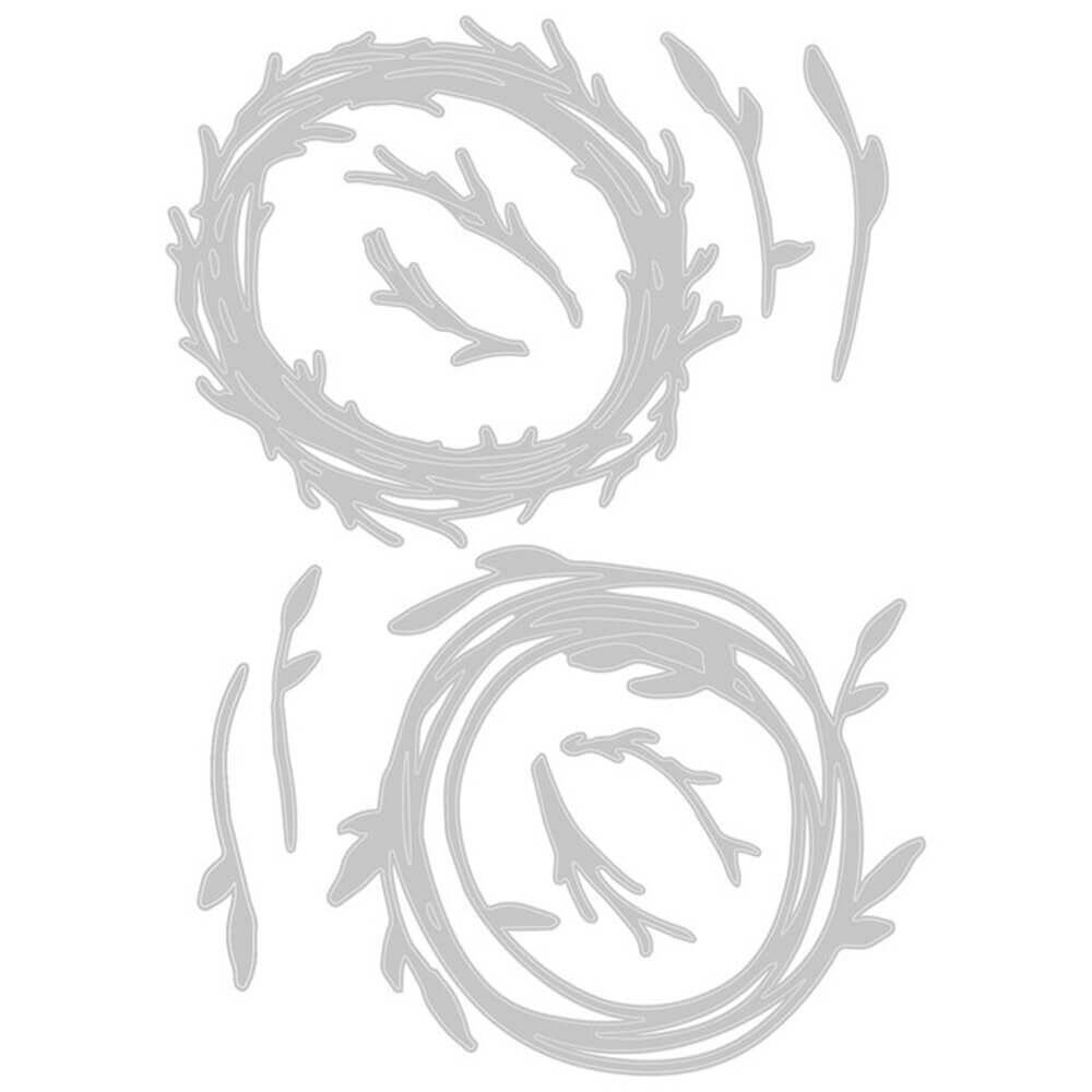 Eine Zeichnung von zwei Sizzix • Thinlits Set Funky-Kränzen auf weißem Hintergrund.
