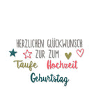 Mit dem Sizzix 662113 Thinlits Set "Herzlichen Glückwunsch" (8 Stanzschablonen) gestalten Sie vielseitige Deko für Taufe, Hochzeit und Geburtstag - mit Sternen und Herzen. Kompakt verpackt, Marke Sizzix.