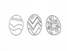 Stanzschablone: Drei Ostereier von Stanzenshop.de zeigt drei Ostereier mit Wellenlinien, Zickzack-Streifen und Blütendesign - ideale Inspiration für Ihre Osterbasteleien!.