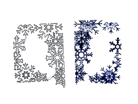 Die "Stanzschablone Ecke aus Schneekristallen" von Stanzenshop.de besteht aus zwei rechteckigen Rahmen: einer mit schwarzer Umrandung, der andere einfarbig blau und 3D-ideal für Winterbasteln oder festliche Weihnachtsprojekte.