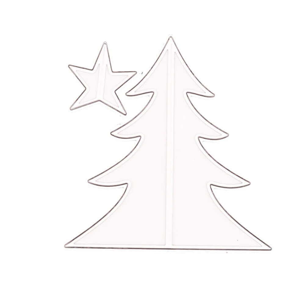 Ein festlicher Tannenbaum mit einem Stern an der Spitze wird auf einer Stanzschablone Falttannenbaum von Stanzenshop.de wunderschön in Szene gesetzt, was zu einem atemberaubenden Bastelergebnis führt.