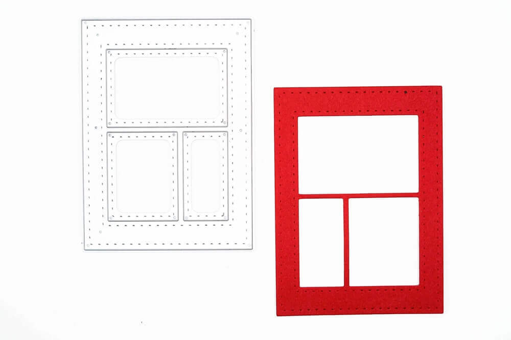 Ein Paar Stanzschablonen: Fenster 3-teilig auf weißem Untergrund.