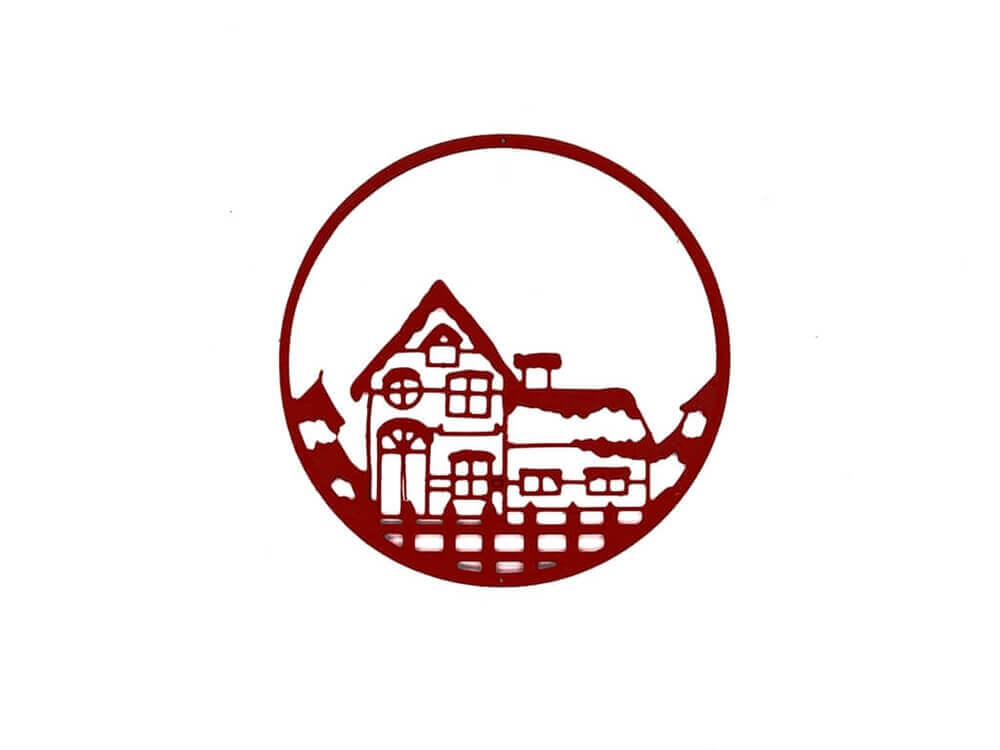 Ein rotes Logo mit Stanzschablone: Haus im Kreis von Stanzenshop.de in der Mitte.