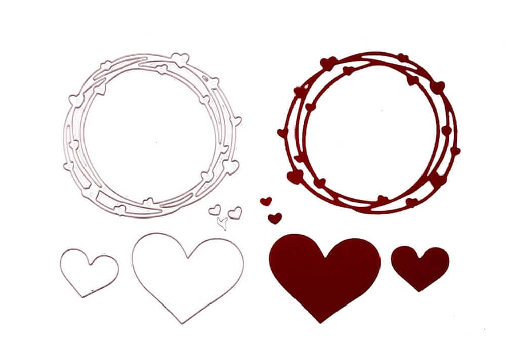 Stanzenshop.de's Valentinstag Rahmen SVG ist die Stanzschablone Herzkranz, Liebe, Valentinstag, Rot.