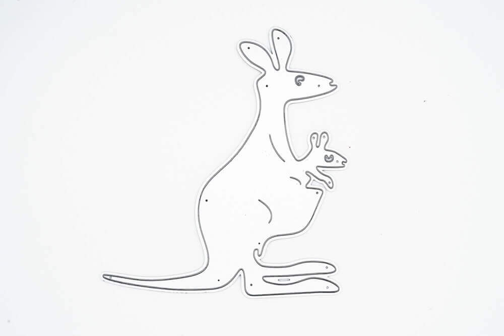 Ein Bild einer Stanzschablone: Känguru mit Baby im Beutel von Stanzenshop.de.
