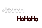 Zwei identische "hohoho"-Ausschnitte aus der Stanzschablone Schiftzug "hohoho" von Stanzenshop.de - einer weiß, einer dunkelbraun - werden auf einem schlichten weißen Hintergrund dargestellt, perfekt zum Basteln und Scrapbooking.