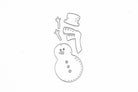 Stanzschablone: Schneemann mit Schal und Zylinder von Stanzenshop.de - enthält Umrisszeichnung eines Schneemanns mit Hut, Schal und Armen, ideal für Basteln im Winter. Alle Teile sind auf weißem Hintergrund angeordnet.