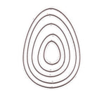 Sechs ineinander verschachtelte, ovale Konturen erscheinen auf weißem Hintergrund - ideal zum Basteln und Scrapbooking mit der Stanzschablone Sechs Ostereier von Stanzenshop.de.