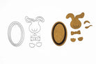 Stanzschablone: Süßer Osterhase von Stanzenshop.de bietet Metall- und Korkhasen und ovale Ausschnitte, die wunderschön auf Weiß arrangiert sind - ideal für Basteln Ostern Projekte mit Ihren Lieblings-Osterformen.