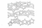 Die metallische Stanzschablone: Sterne auf zwei Wellen von Stanzenshop.de zeigt fünfzackige Sterne und geschwungene Linien in dekorativen, sich überlagernden Mustern - ideal zum Basteln und für kreative Weihnachts-Projekte.