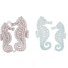 Stanzenshop.de Stanzschablone Zwei Seepferdchen: Zwei Paar Seepferdchen, eines metallisch mit Aussparungen, das andere hellblau und passend dazu. Perfekt zum Basteln oder als süßer Akzent fürs Scrapbooking!.