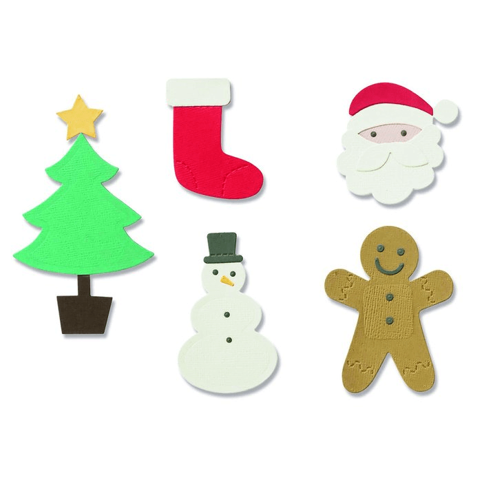 Weihnachtsmann, Lebkuchenmann, Sizzix und Sizzix bieten erschwingliche Stanzschablonen für einfaches und unterhaltsames Basteln.