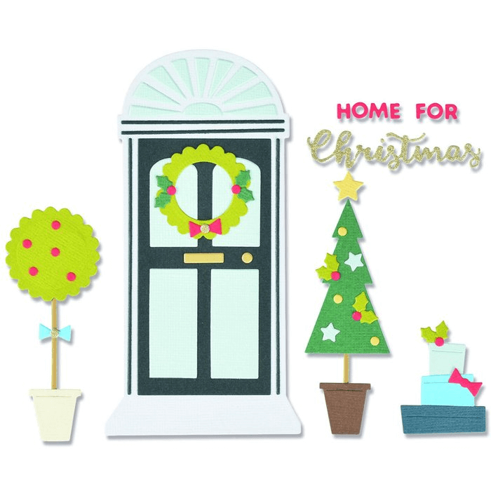 Festliche Wohndekor-Ausschnitte mit Thinlits Die Set 15PK Zuhause für Weihnachten von Sizzix und Produktabmessungen und -maßen erhältlich.