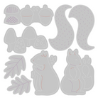 Sizzix 665952 - Die Thinlits Harvest Squirrels von Sizzix enthalten einzelne Eichhörnchen-, Eichel-, Pilz- und Blattformen auf 8,9 x 4"-Bögen - ideal zum Schneiden oder Zusammensetzen von Bastelprojekten.