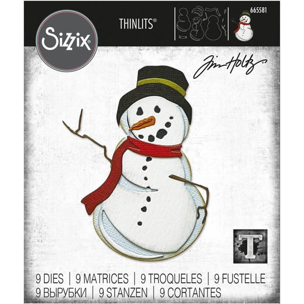 Ein Sizzix-Schneemann mit einem Stanzschablonen-Schal.