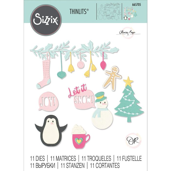 Sizzix - Weihnachtskollektion - Sizzix • Thinlits Stanzschablonen Christmas Joy, Rentiere, Pinguine, Rentier, Rentier, Sizzix • Thinlits Stanzschablonen Christmas Joy.