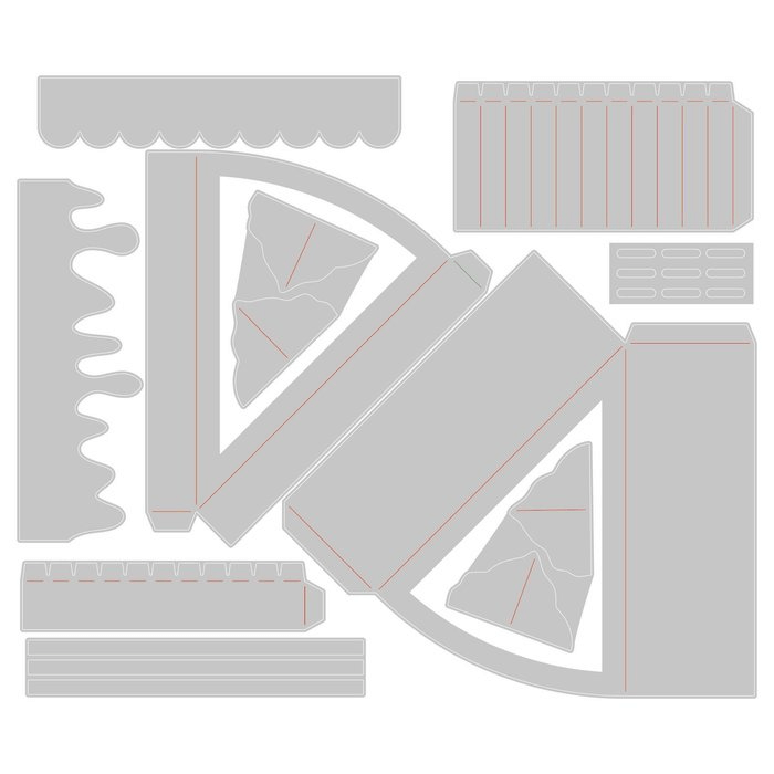 Ein weißes Blatt Papier mit verschiedenen Formen darauf, Thinlits Stanzschablonen-Set, 10er-Packung, Box Cake Slice von Kath Breen | BigShot kom