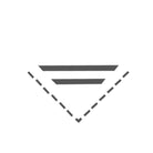 Drei waagerechte, durchgezogene Linien über einem gestrichelten, nach unten gerichteten Dreieck, das an den Vaessen Creative - Foto Eckenstanzer Recht von Vaessen Creative erinnert - ideal für Scrapbooking oder kreative Fotomontage auf weißem Hintergrund.