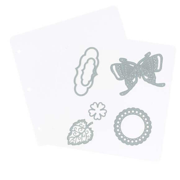 Ein weißes Blatt Vaessen Creative Magnetblätter für Aufbewahrungsmappe für Stanzschablonen mit verschiedenen Designs zu einem günstigen Preis.